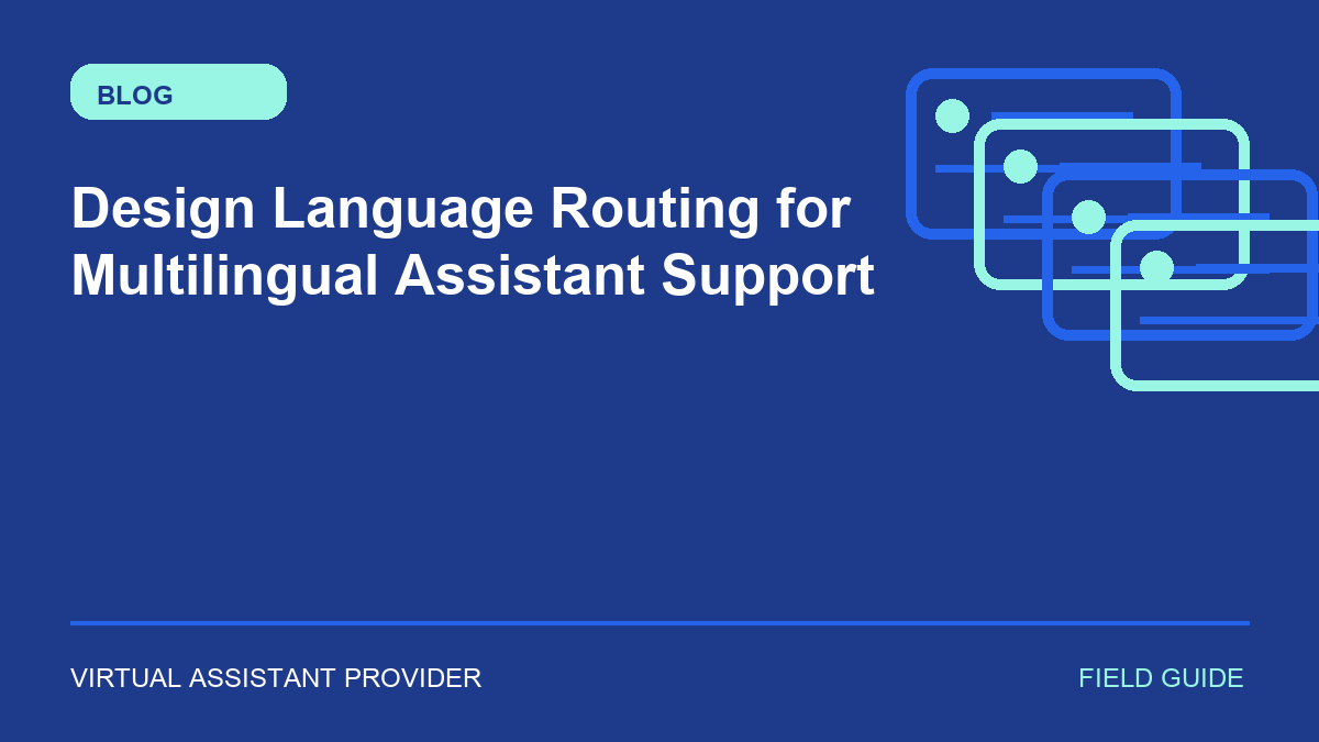 Featured illustration for “Design Language Routing for Multilingual Assistant Support”