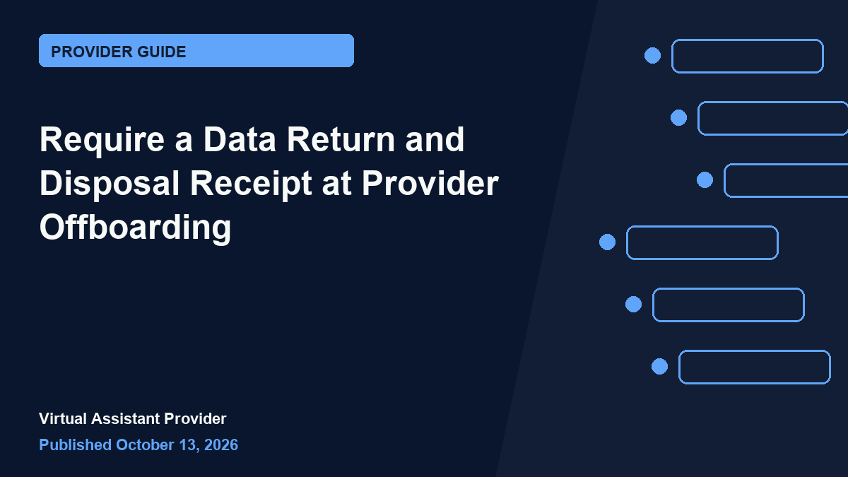 Featured illustration for “Require a Data Return and Disposal Receipt at Provider Offboarding”
