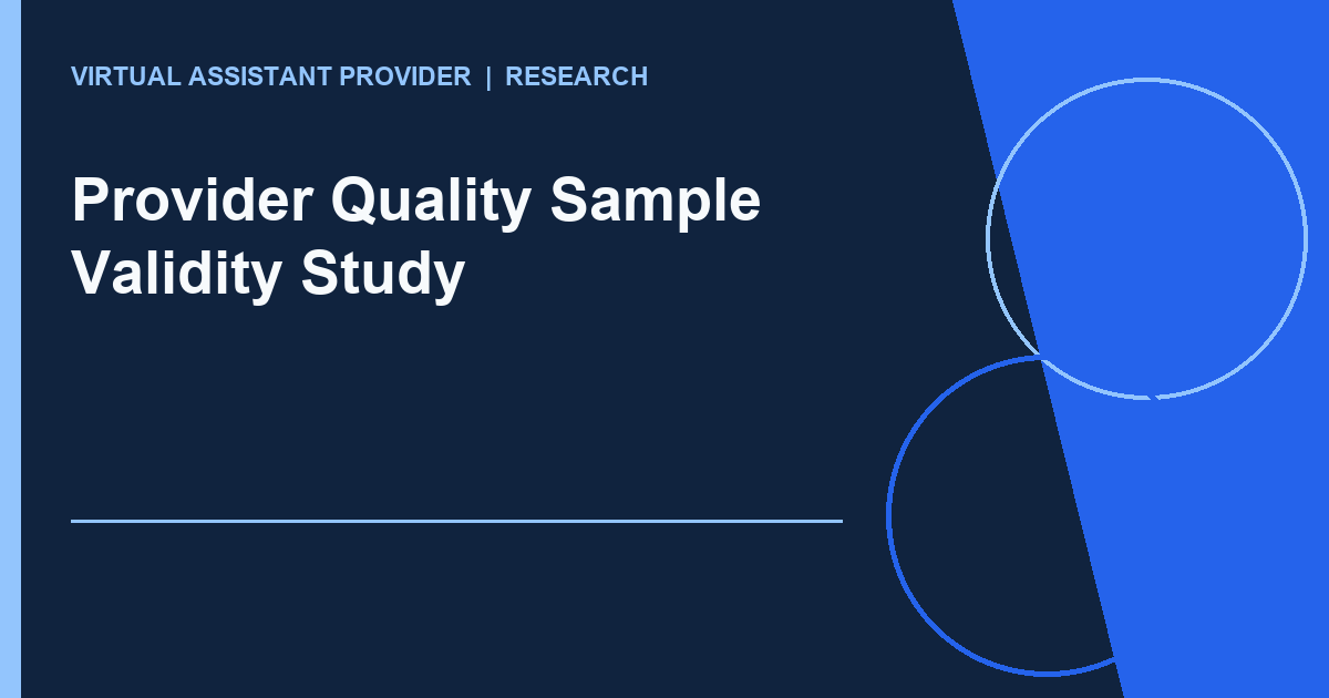 Provider Quality Sample Validity Study study diagram